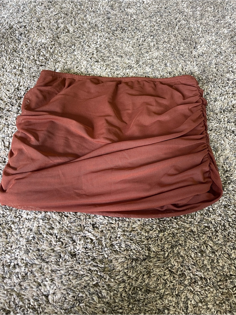 Ruched Rust Mini Skirt - Women's Stylish Skirt